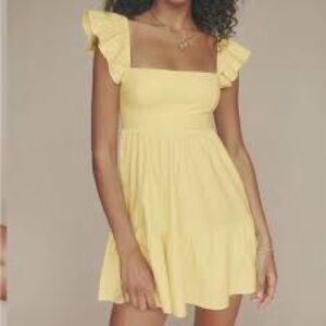 Reformation Jeune Mini Dress in Yellow, Size 4 (NWT)